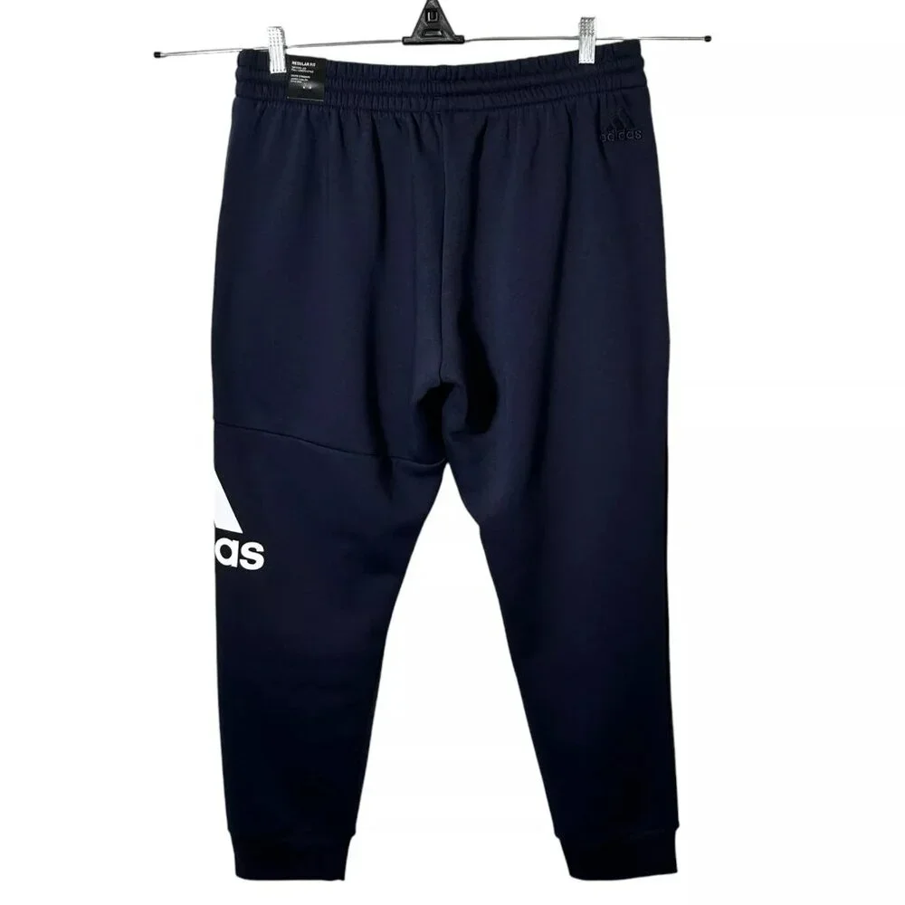 Adidas Men's‎ Fleece Jogger Pants Size XL (35X28) Navy Blue /White Tapered Leg